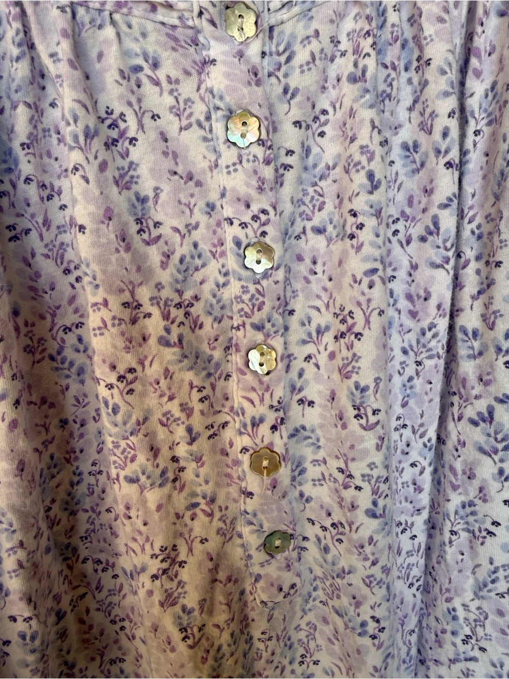 Eileen West Lavender Floral Lace-Trim Nightgown Size Large - Picture 5 of 6